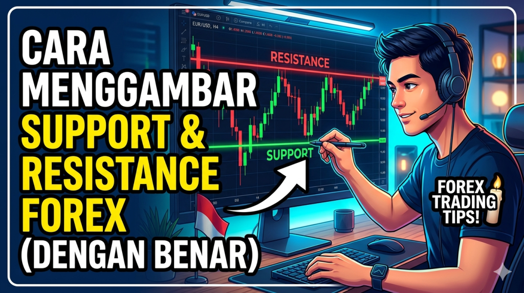 cara menggambar support dan resistance