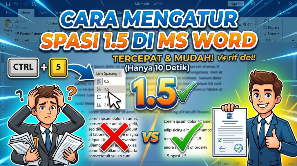 Cara Mengatur Spasi 1,5 di Microsoft Word