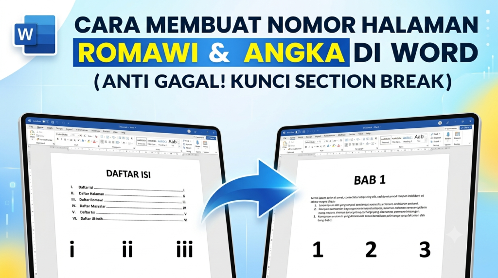 Cara Membuat Nomor Halaman Romawi dan Angka di Word
