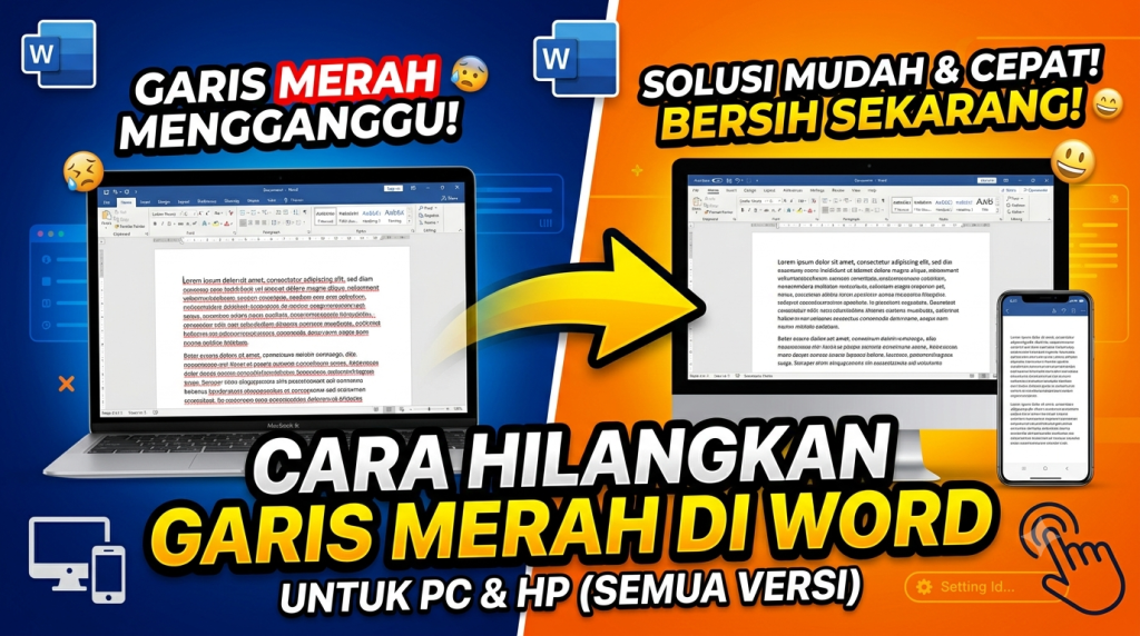 Cara Menghilangkan Garis Merah di Word