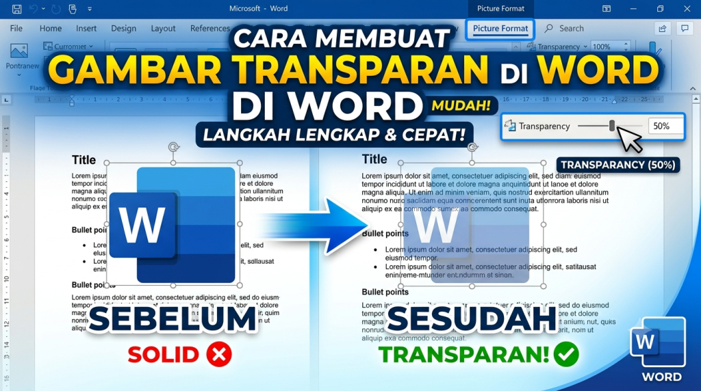 Cara Membuat Gambar Transparan di Word